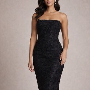 NWT Rare London black lace strapless textured midi dress ❤️